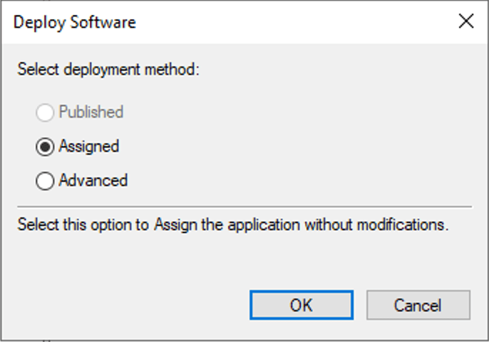 Auswahl der Verteilung der Installationsdatei