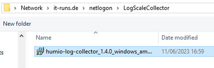 Auswahl Installationsdatei Falcon Logscale Collector