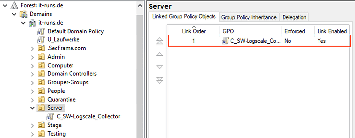 Sortierung Gruppenrichtlinie